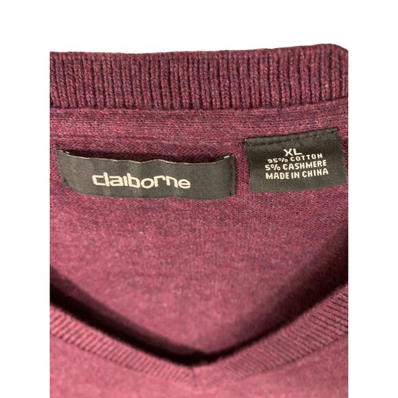 Claiborne XL Burgundy V-Neck Sweater - Picture 2 of 5